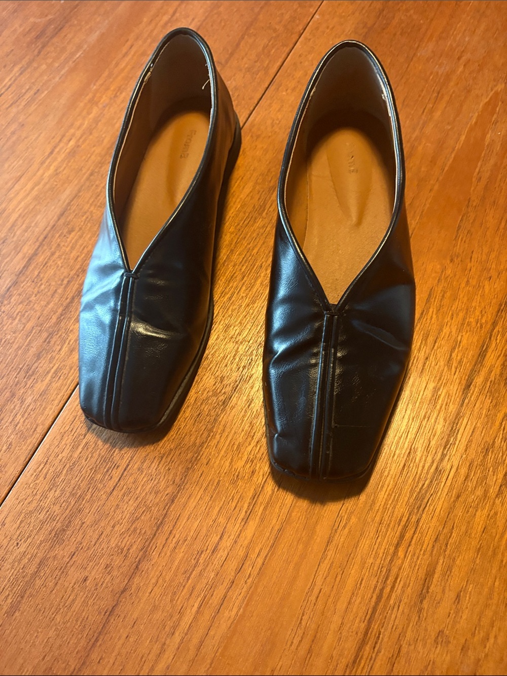 Black Square-Toe Slip-On Flats